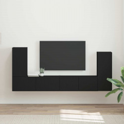 Zestaw szafek RTV 4 pcs Czarny Materiał drewnopochodny