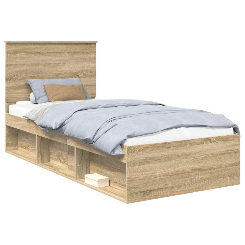 Ramka łóżka Dąb Sonoma 75 x 190 cm Lite drewno sosnowe