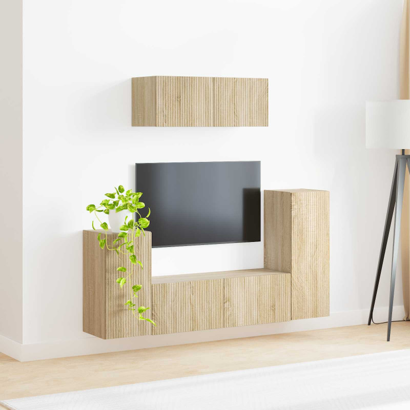 Zestaw szafek RTV 4 pcs Dąb Sonoma Materiał drewnopochodny