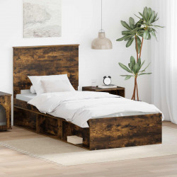 Ramka łóżka Dąb wędzony 75 x 190 cm Lite drewno sosnowe