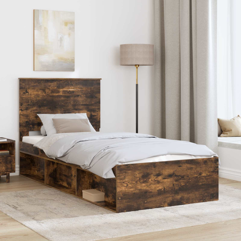 Ramka łóżka Dąb wędzony 75 x 190 cm Lite drewno sosnowe