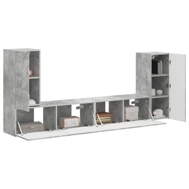 Zestaw szafek RTV 4 pcs Betonowy szary Materiał drewnopochodny