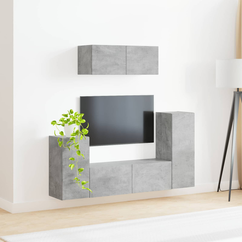 Zestaw szafek RTV 4 pcs Betonowy szary Materiał drewnopochodny