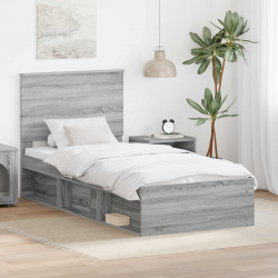 Ramka łóżka Szary Sonoma 75 x 190 cm Lite drewno sosnowe
