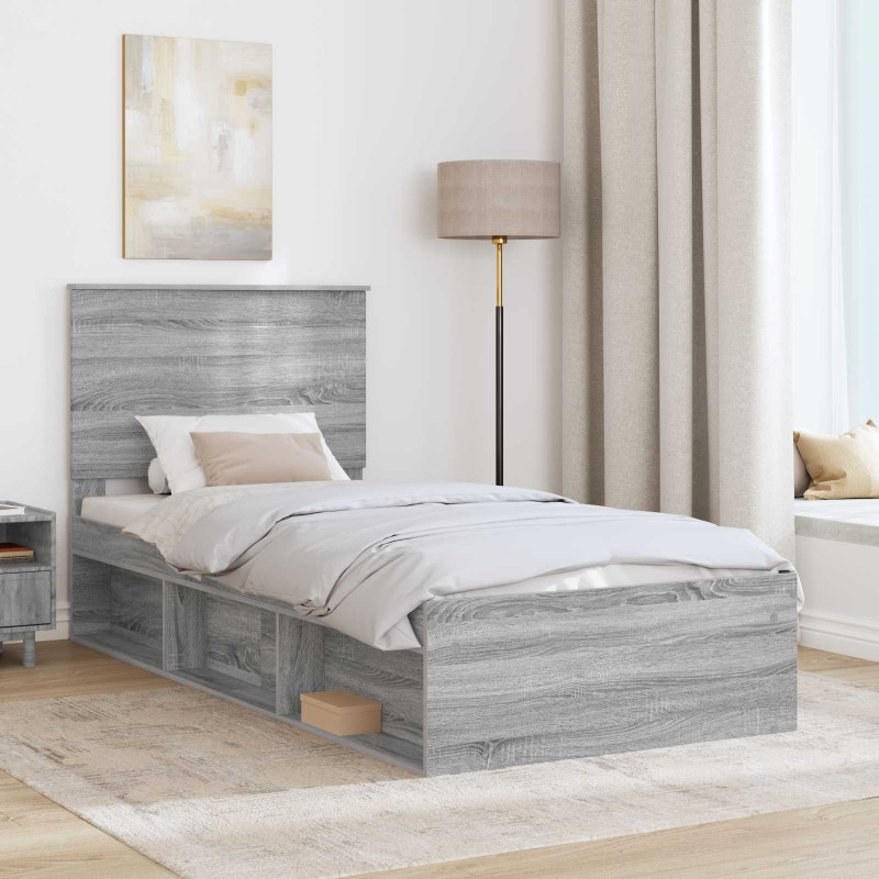 Ramka łóżka Szary Sonoma 75 x 190 cm Lite drewno sosnowe