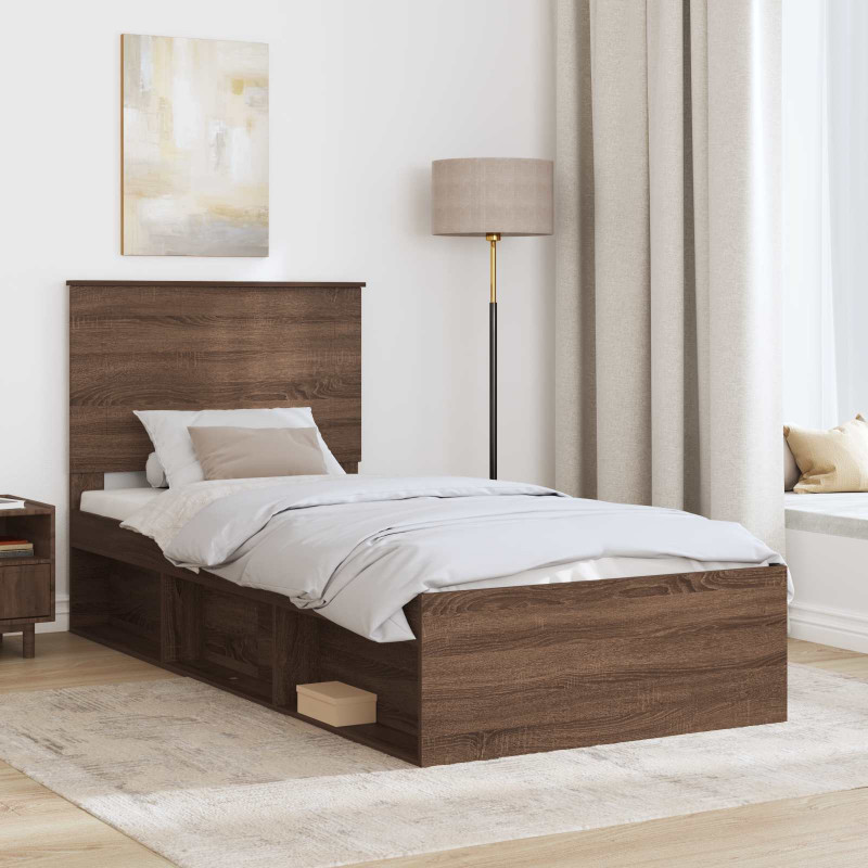 Ramka łóżka Brązowy dąb 75 x 190 cm Lite drewno sosnowe