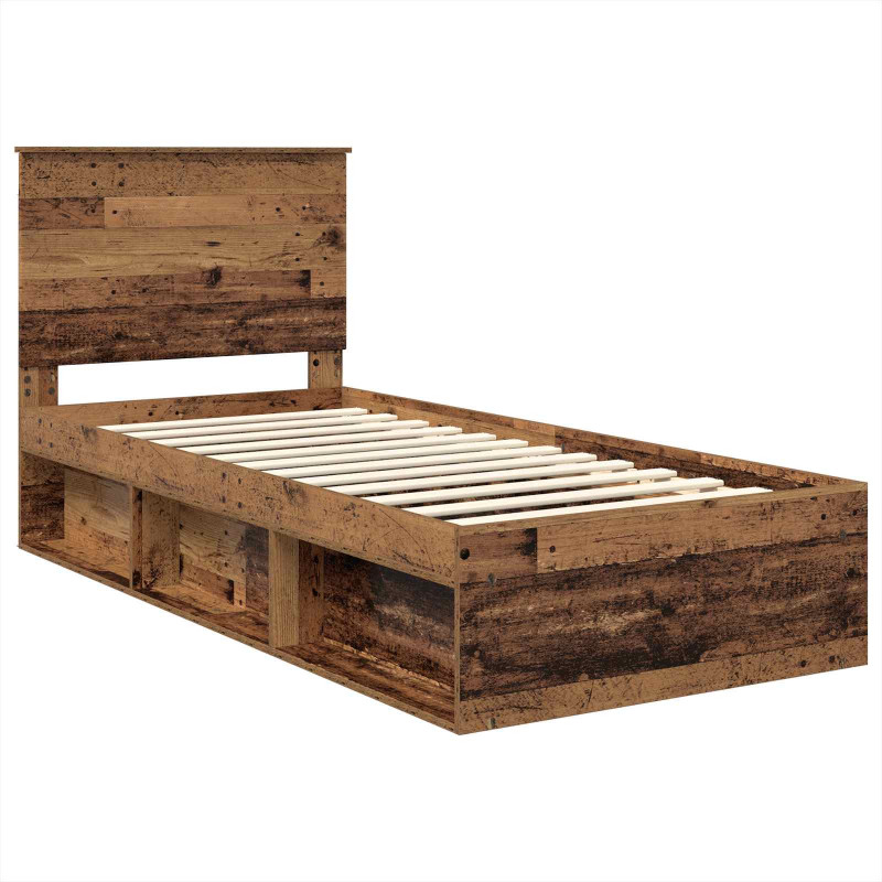 Ramka łóżka Stare drewno 75 x 190 cm Lite drewno sosnowe