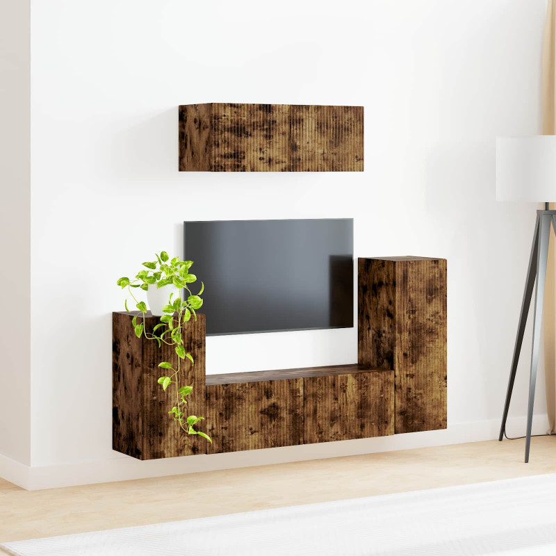 Zestaw szafek RTV 4 pcs Dąb wędzony Materiał drewnopochodny