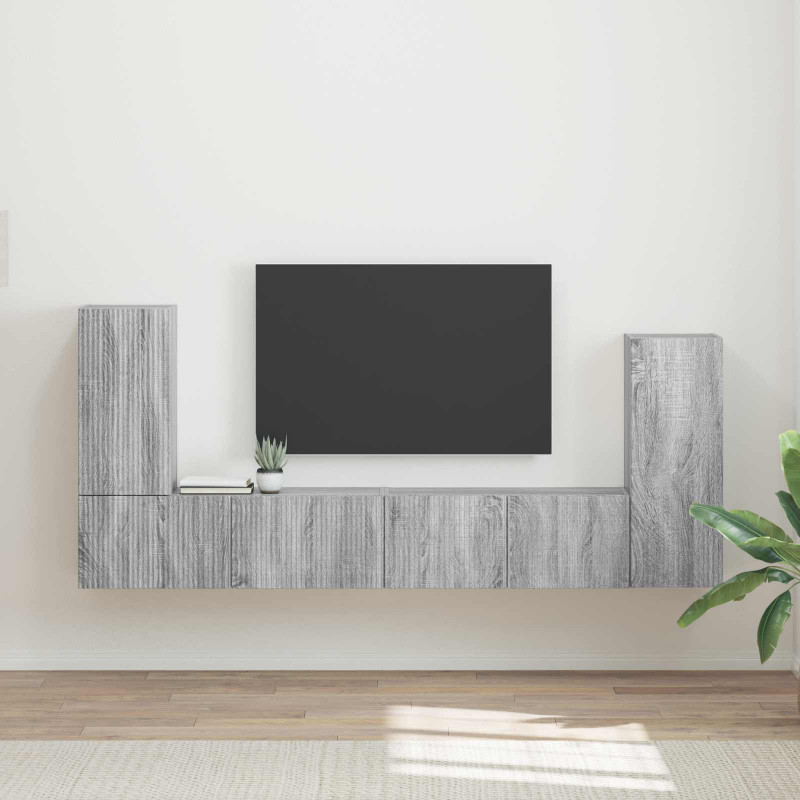 Zestaw szafek RTV 4 pcs Szary Sonoma Materiał drewnopochodny