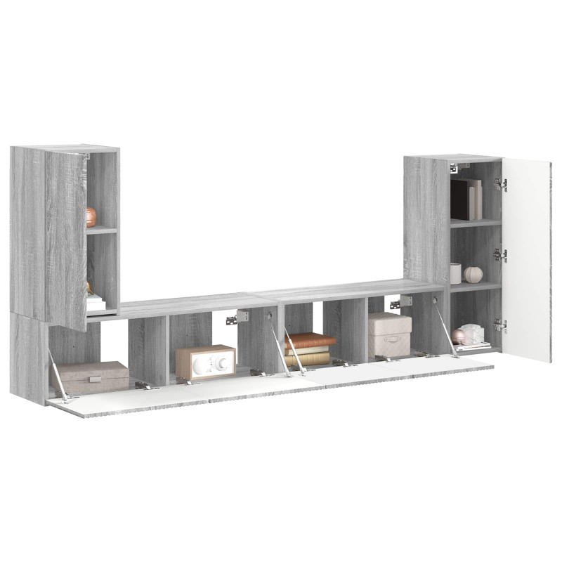 Zestaw szafek RTV 4 pcs Szary Sonoma Materiał drewnopochodny