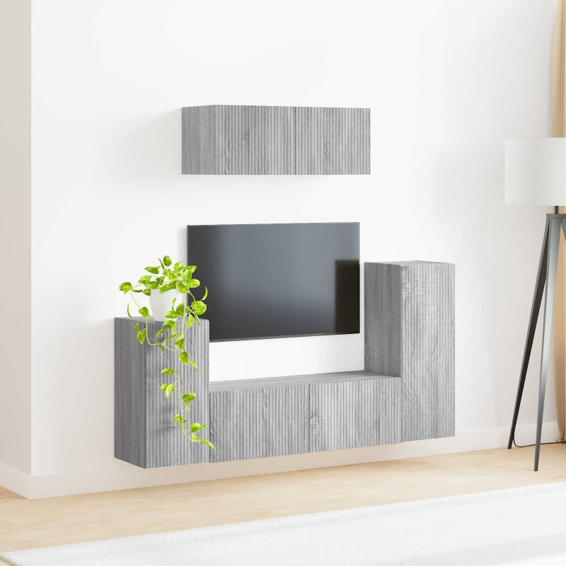 Zestaw szafek RTV 4 pcs Szary Sonoma Materiał drewnopochodny