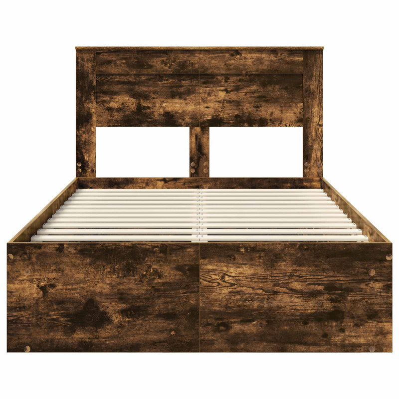 Ramka łóżka Dąb wędzony 135 x 190 cm Lite drewno sosnowe