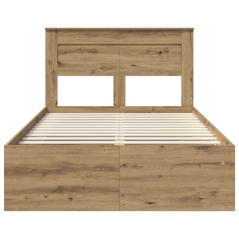 Ramka łóżka Dąb rzemieślniczy 135 x 190 cm Lite drewno sosnowe