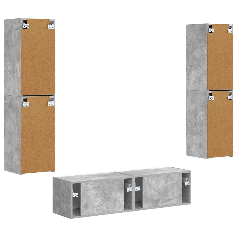 Zestaw szafek RTV 6 pcs Betonowy szary Materiał drewnopochodny