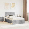 Ramka łóżka Betonowy 120 x 190 cm Lite drewno sosnowe