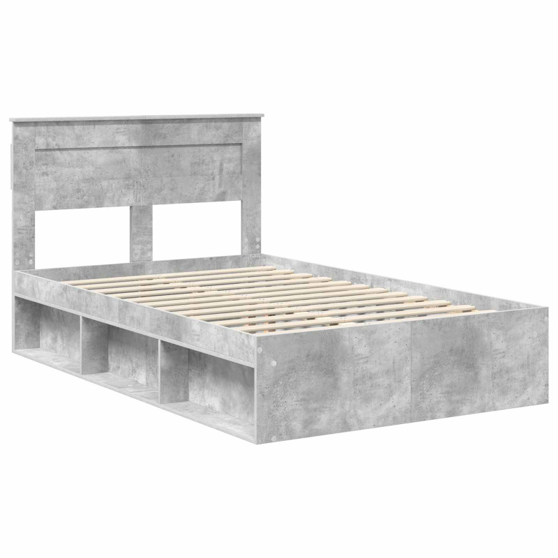 Ramka łóżka Betonowy 120 x 190 cm Lite drewno sosnowe