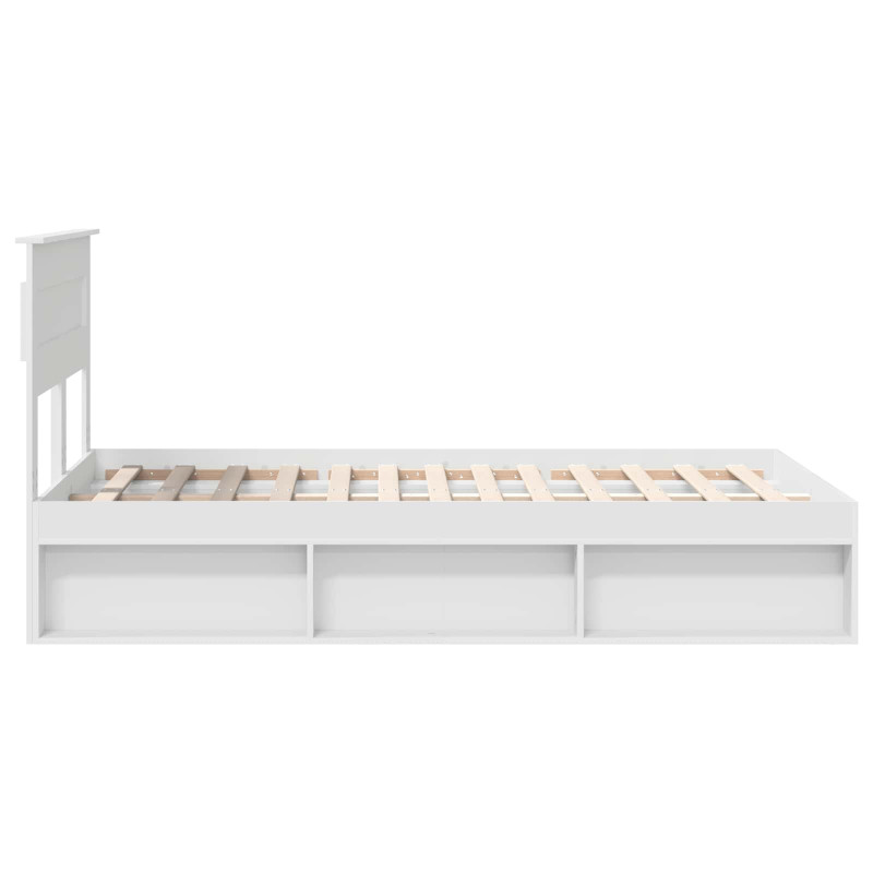 Ramka łóżka Z zagłówkiem Biały 120 x 200 cm Lite drewno sosnowe