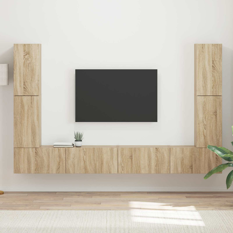 Zestaw szafek RTV 8 pcs Dąb Sonoma Materiał drewnopochodny