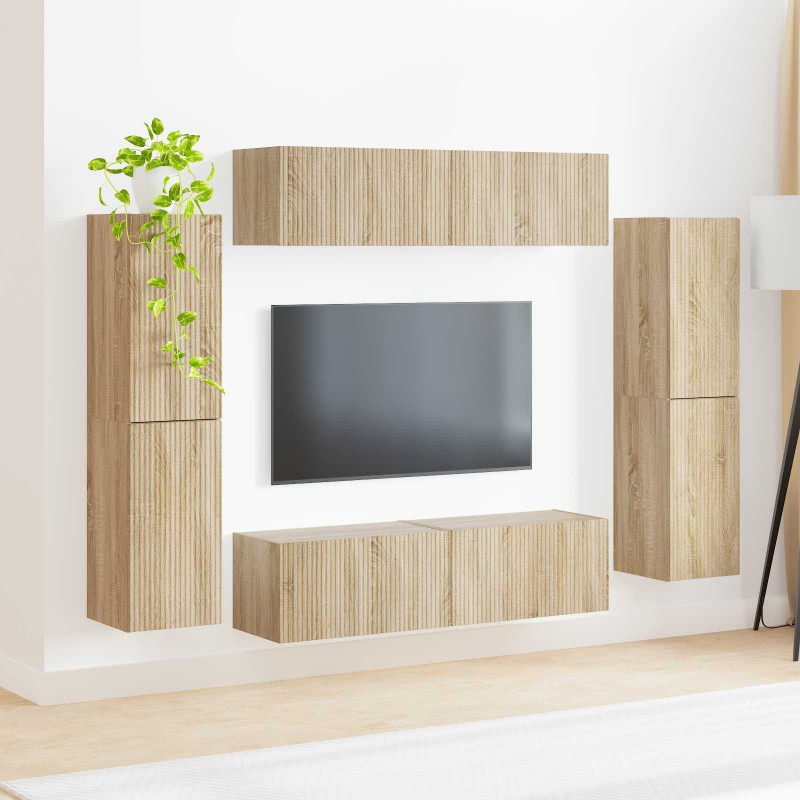 Zestaw szafek RTV 8 pcs Dąb Sonoma Materiał drewnopochodny