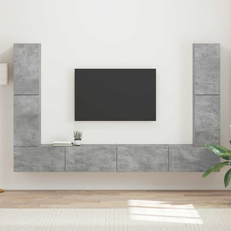 Zestaw szafek RTV 8 pcs Betonowy szary Materiał drewnopochodny