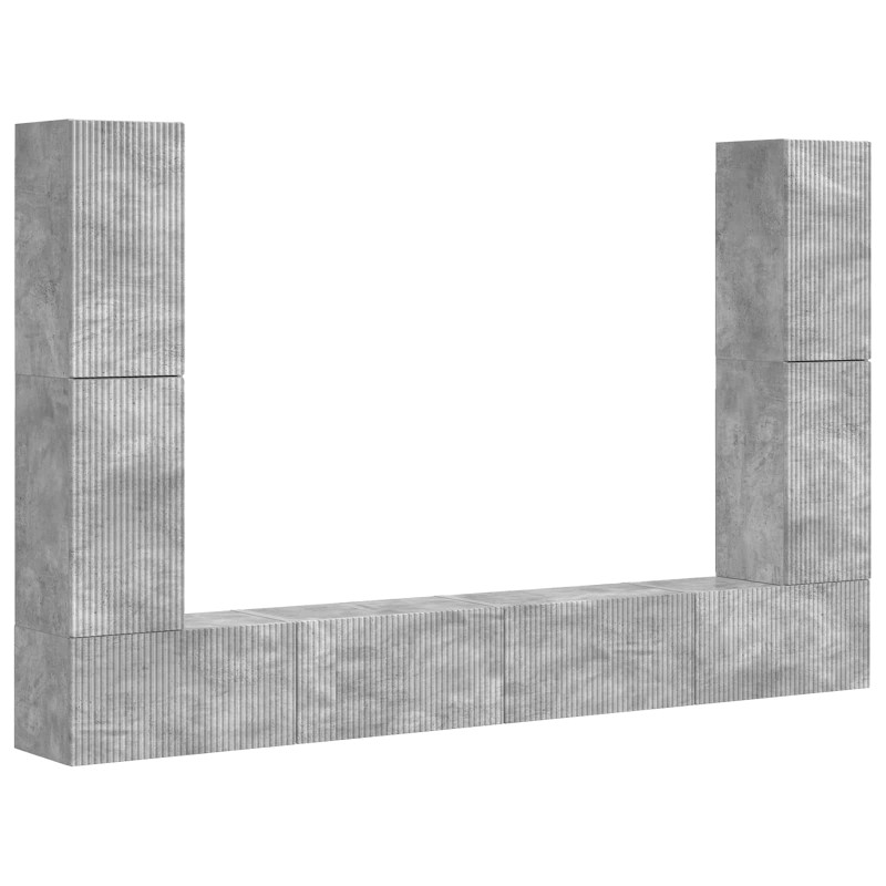 Zestaw szafek RTV 8 pcs Betonowy szary Materiał drewnopochodny
