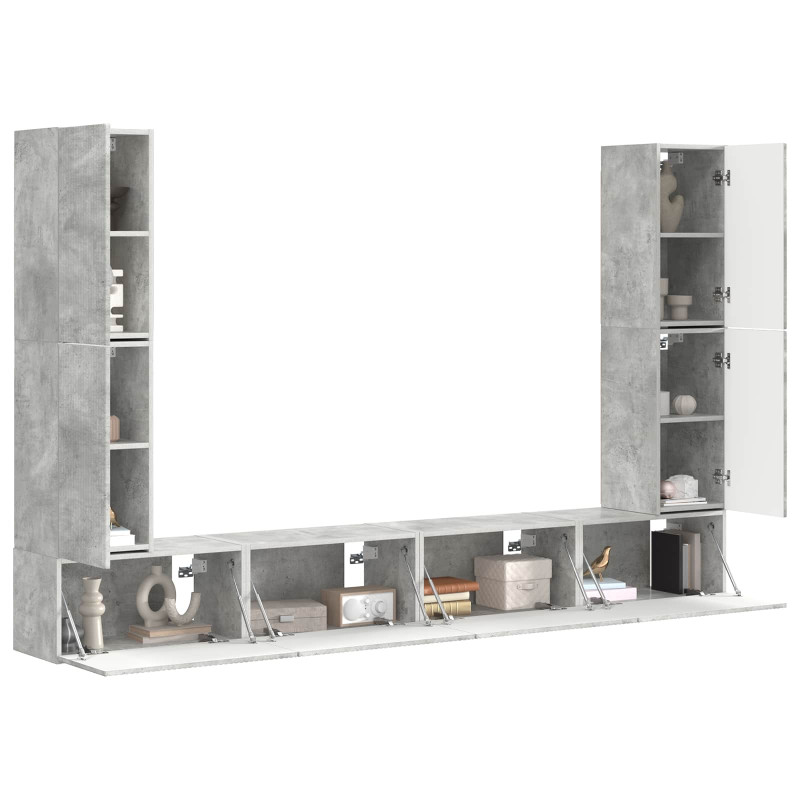 Zestaw szafek RTV 8 pcs Betonowy szary Materiał drewnopochodny