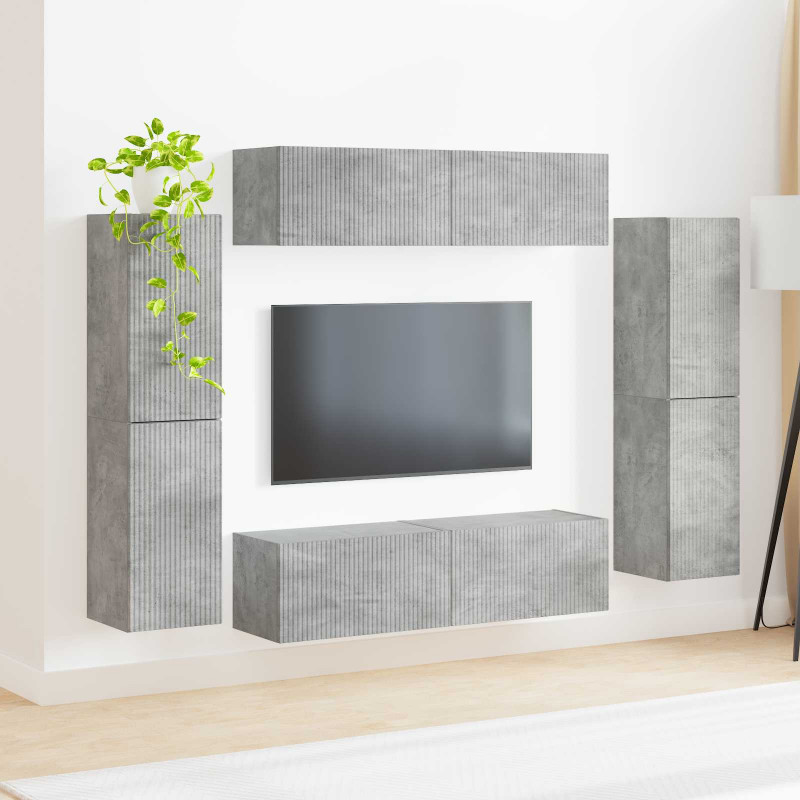 Zestaw szafek RTV 8 pcs Betonowy szary Materiał drewnopochodny