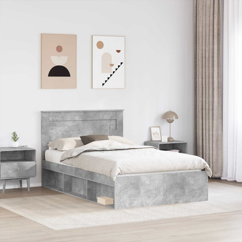 Ramka łóżka Betonowy 120 x 200 cm Lite drewno sosnowe