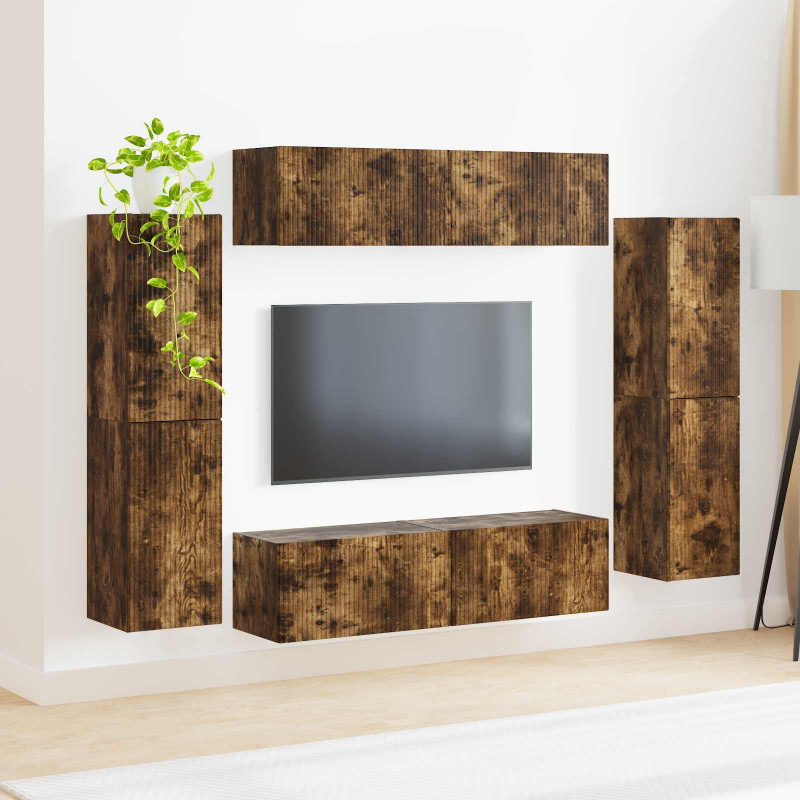 Zestaw szafek RTV 8 pcs Dąb wędzony Materiał drewnopochodny