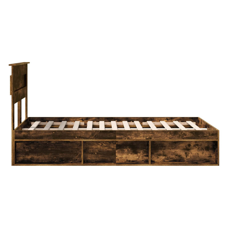 Ramka łóżka Dąb wędzony 120 x 200 cm Lite drewno sosnowe