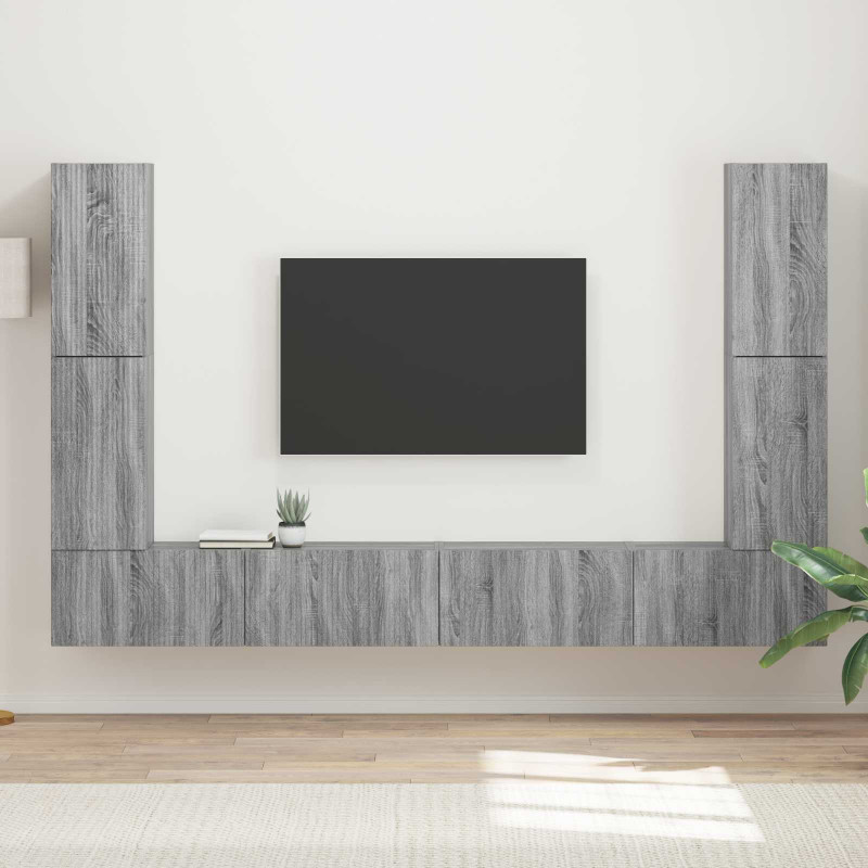 Zestaw szafek RTV 8 pcs Szary Sonoma Materiał drewnopochodny