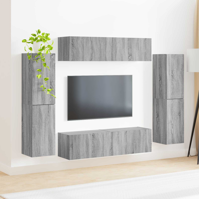 Zestaw szafek RTV 8 pcs Szary Sonoma Materiał drewnopochodny