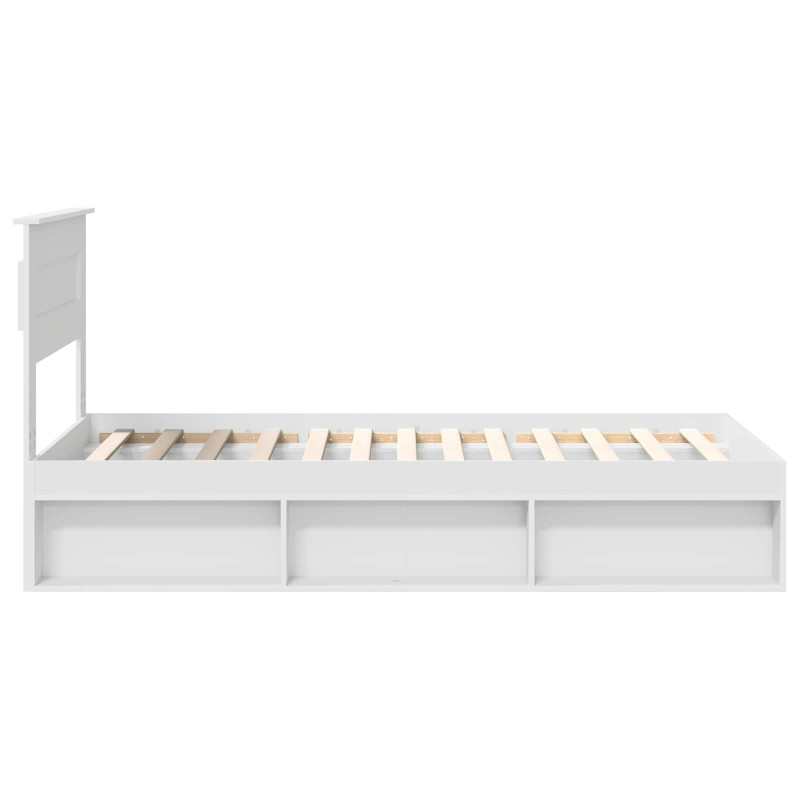 Ramka łóżka Z zagłówkiem Biały 100 x 200 cm Lite drewno sosnowe