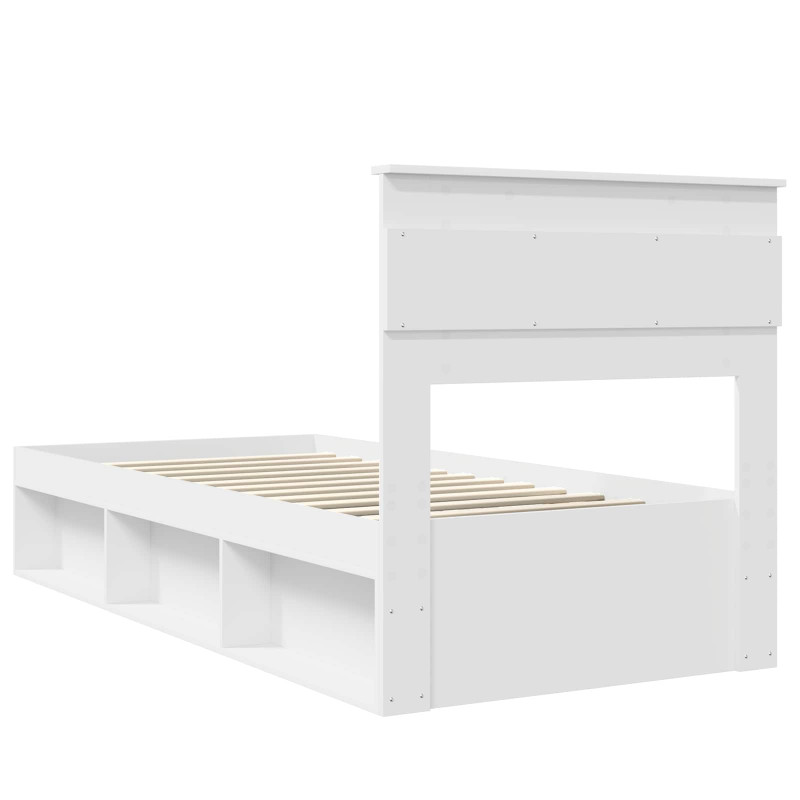 Ramka łóżka Z zagłówkiem Biały 100 x 200 cm Lite drewno sosnowe