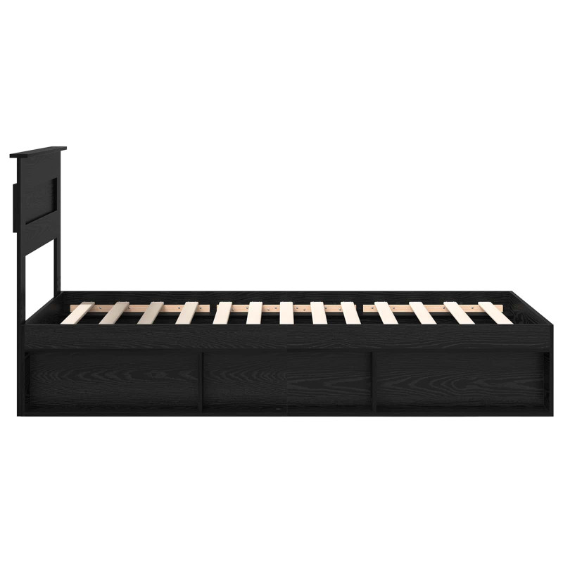Ramka łóżka Czarny 100 x 200 cm Lite drewno sosnowe