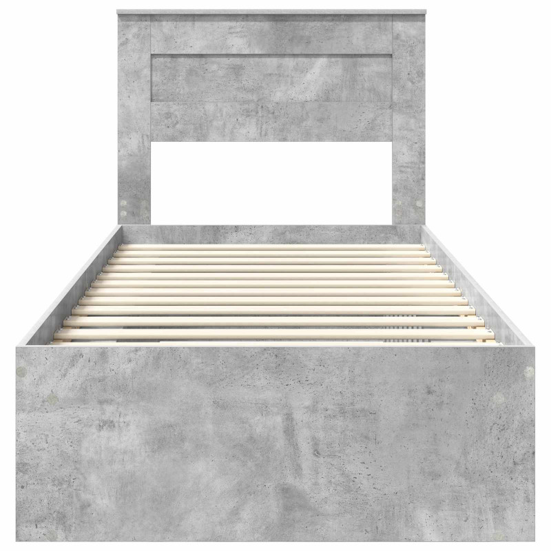 Ramka łóżka Szary beton 100 x 200 cm Lite drewno sosnowe