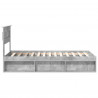 Ramka łóżka Szary beton 90 x 190 cm Lite drewno sosnowe