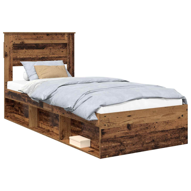 Ramka łóżka Stare drewno 90 x 190 cm Lite drewno sosnowe