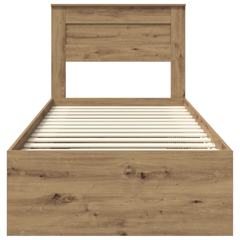 Ramka łóżka Dąb rzemieślniczy 90 x 190 cm Lite drewno sosnowe