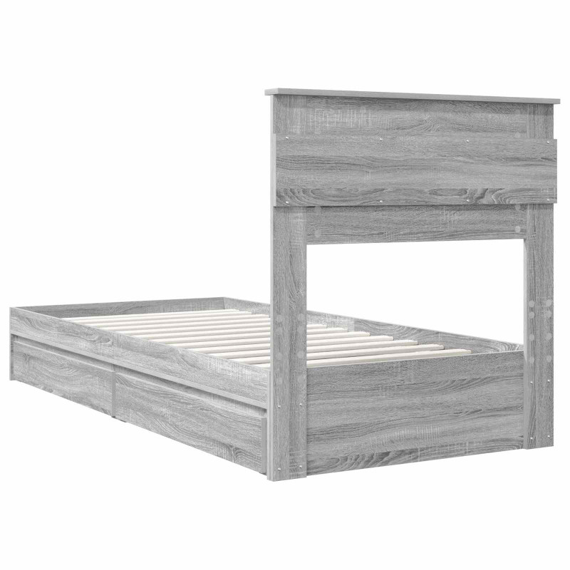 Łóżko z miejscem do przechowywania Szary Sonoma 100 x 200 cm