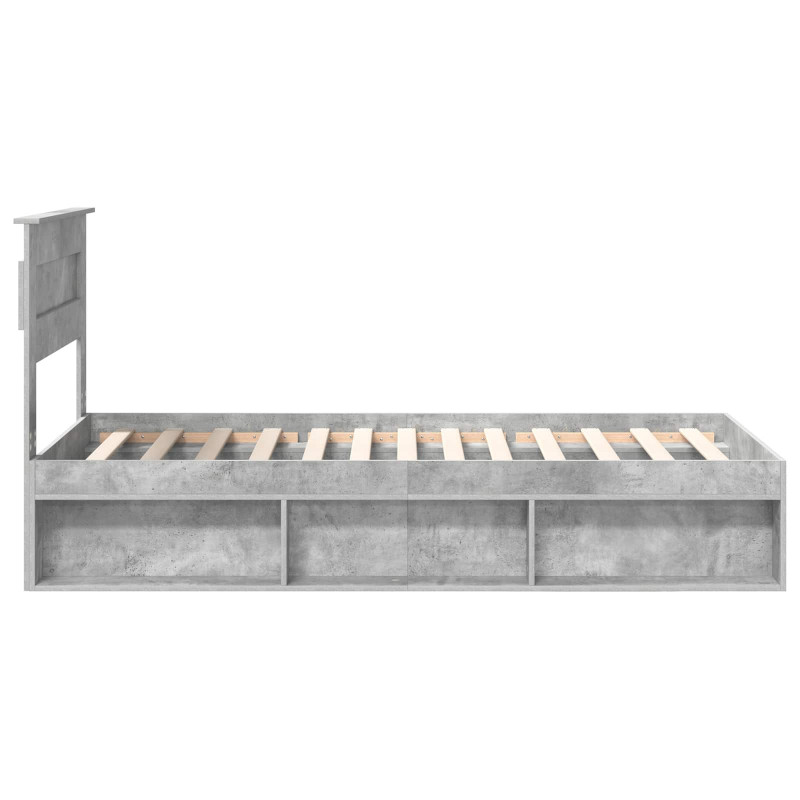 Ramka łóżka Betonowy 90 x 200 cm Lite drewno sosnowe