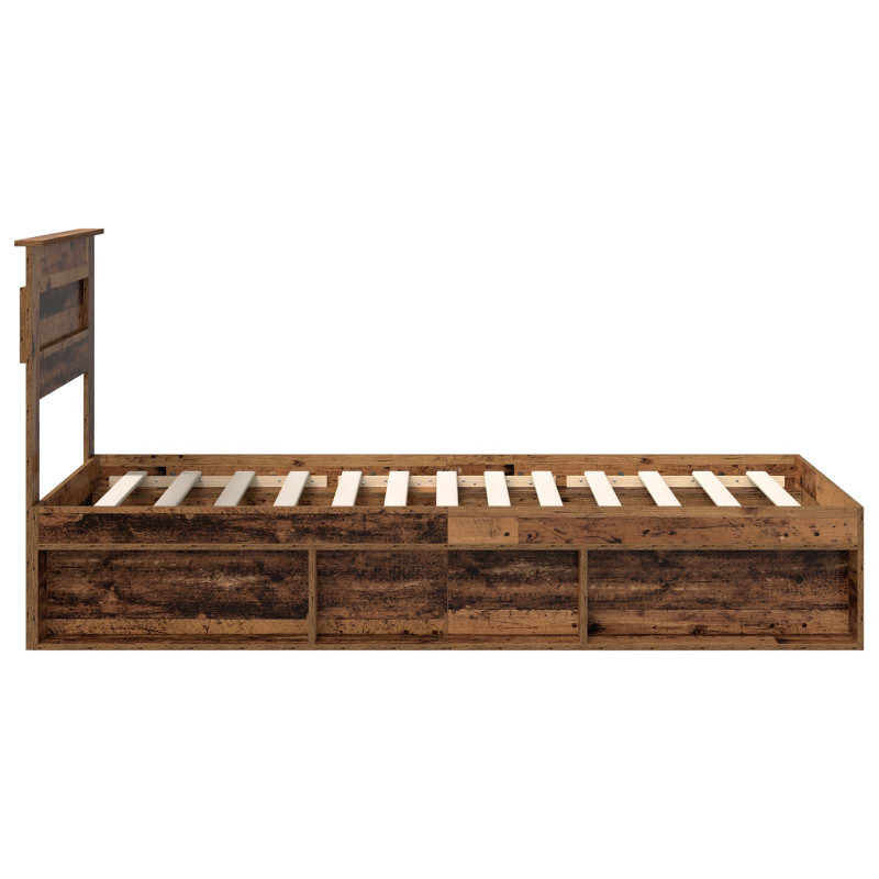 Ramka łóżka Stare drewno 90 x 200 cm Lite drewno sosnowe