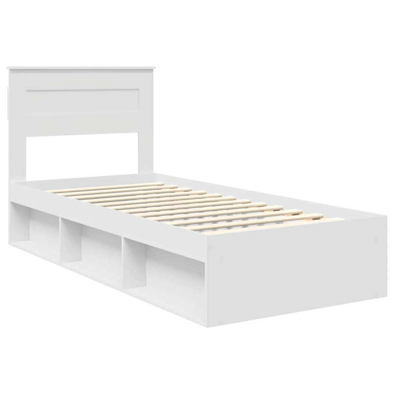 Ramka łóżka Z zagłówkiem Biały 75 x 190 cm Lite drewno sosnowe