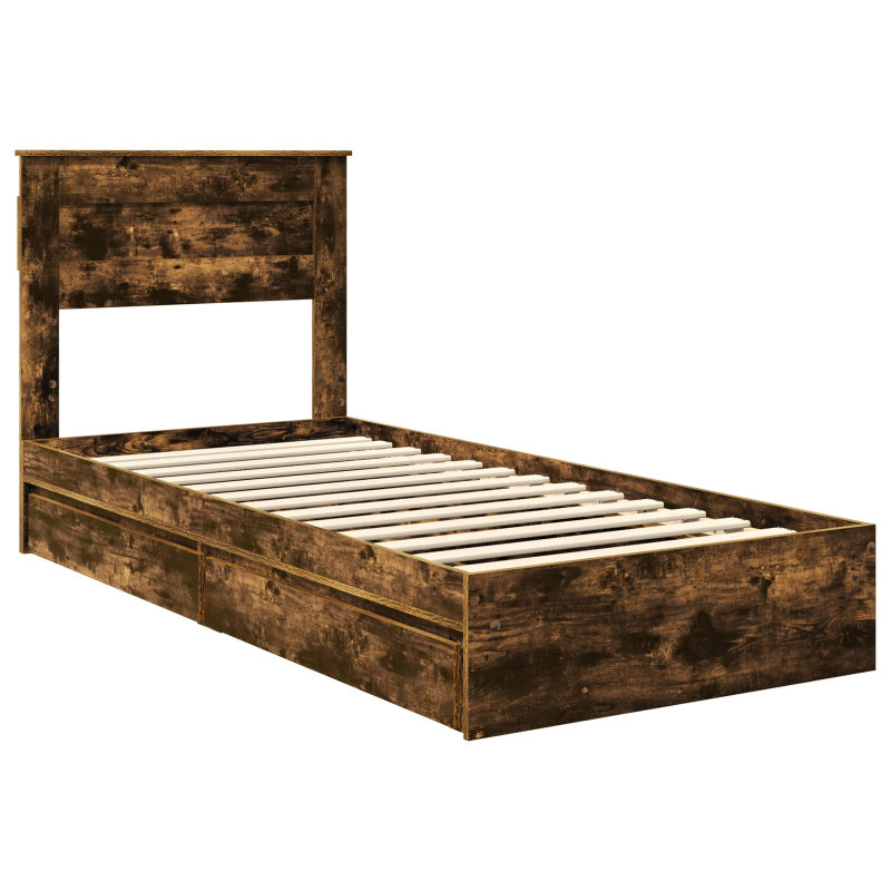 Łóżko z miejscem do przechowywania Dąb wędzony 90 x 200 cm