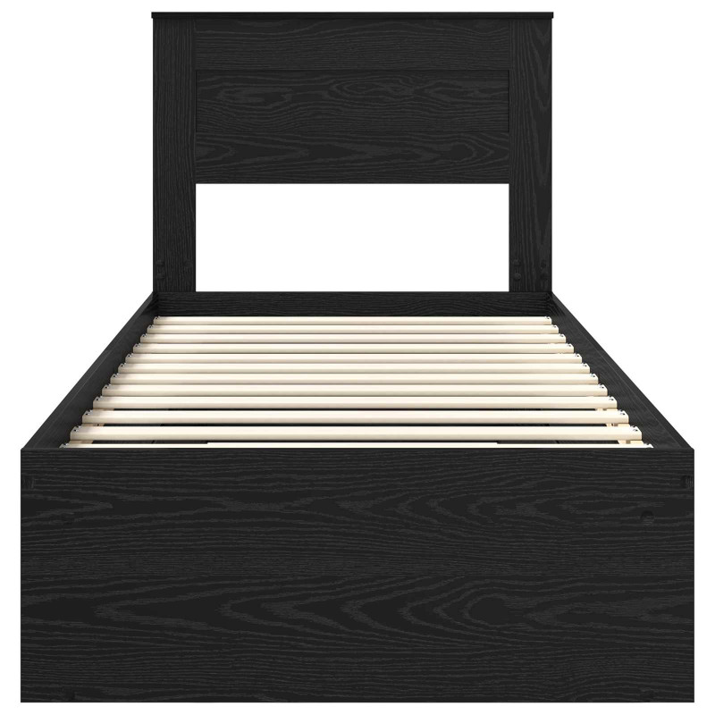 Ramka łóżka Z zagłówkiem Czarny 75 x 190 cm Lite drewno sosnowe
