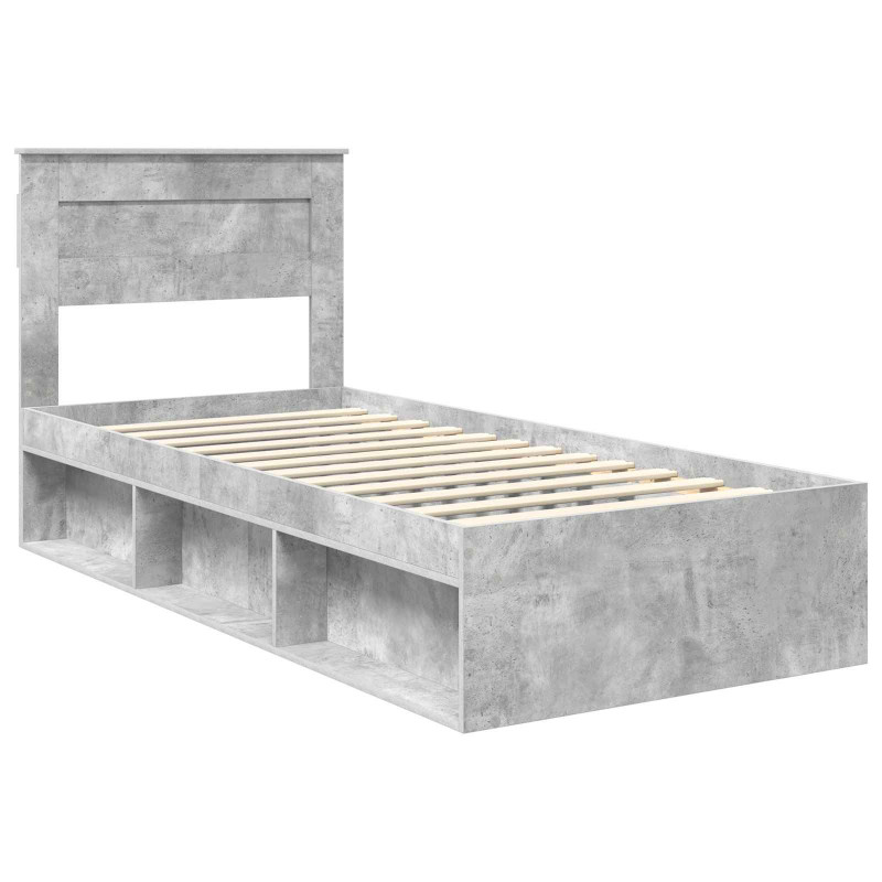 Ramka łóżka Szary beton 75 x 190 cm Lite drewno sosnowe