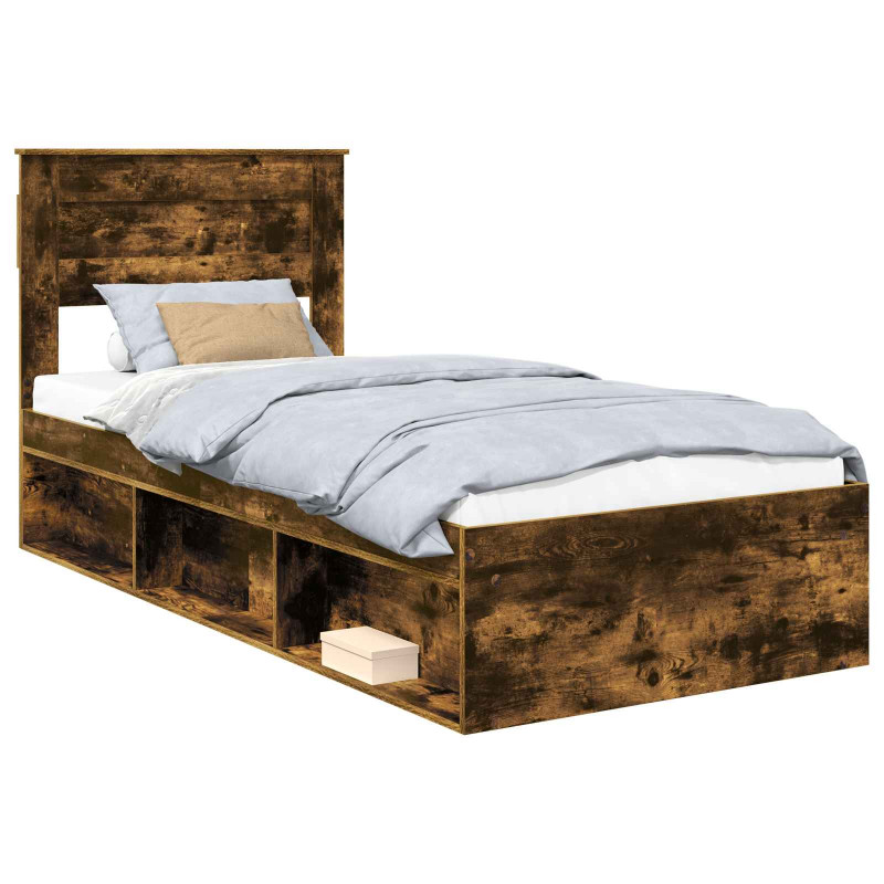 Ramka łóżka Dąb wędzony 75 x 190 cm Lite drewno sosnowe