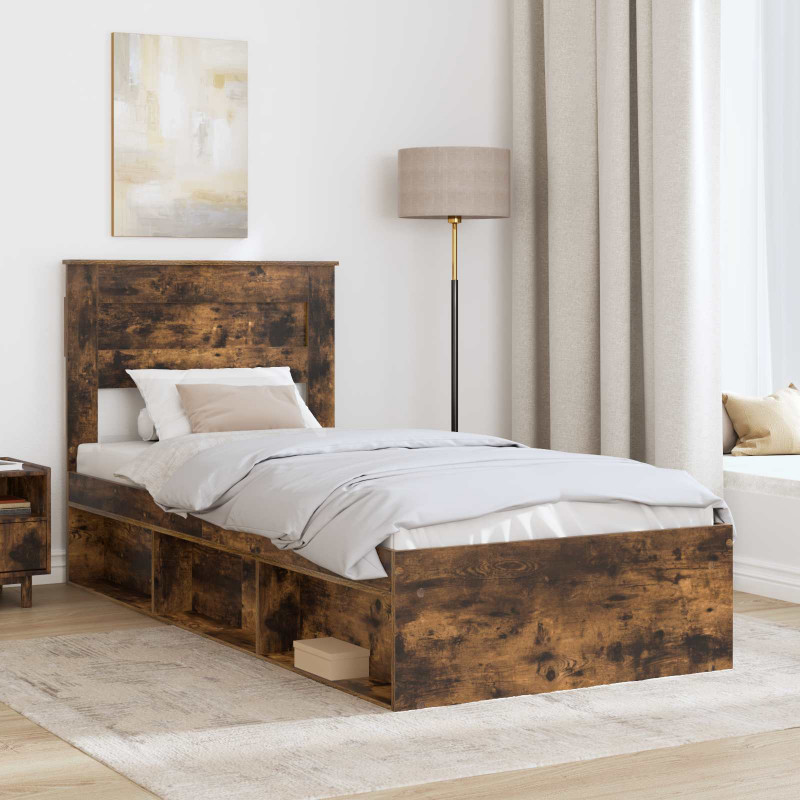 Ramka łóżka Dąb wędzony 75 x 190 cm Lite drewno sosnowe