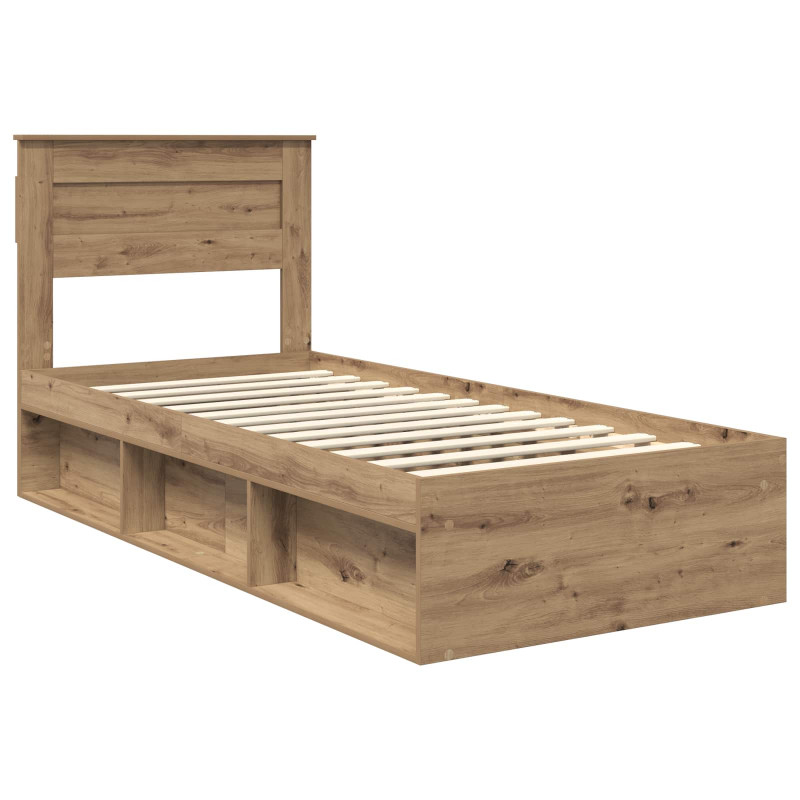 Ramka łóżka Dąb rzemieślniczy 75 x 190 cm Lite drewno sosnowe