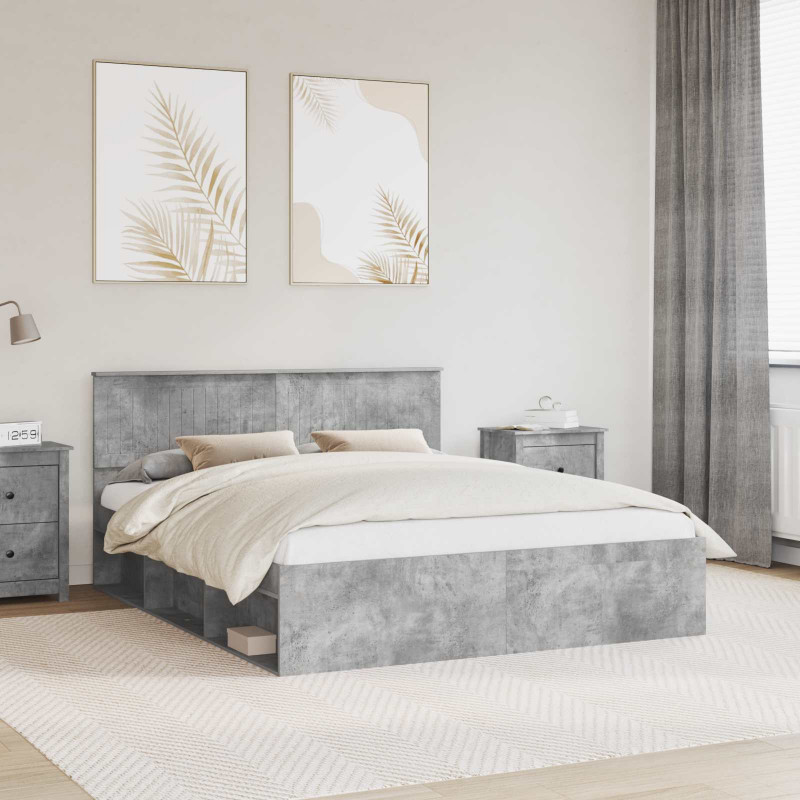 Ramka łóżka Betonowy 160 x 200 cm Lite drewno sosnowe